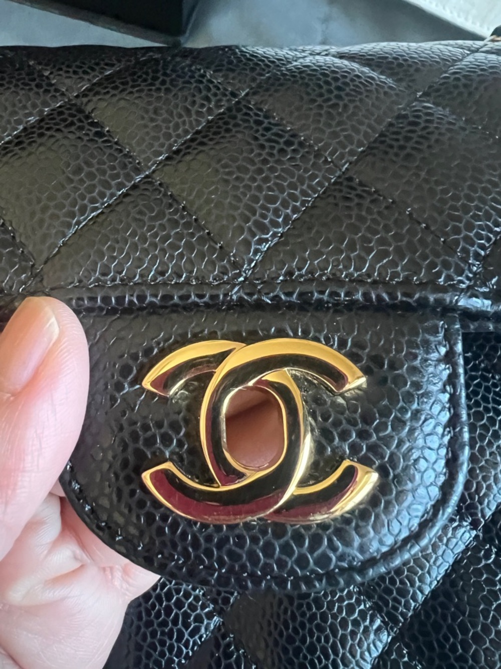 CHANEL Black Quilted Caviar Leather Shoulder Bag with Gold Hardware - Picture 12 of 12